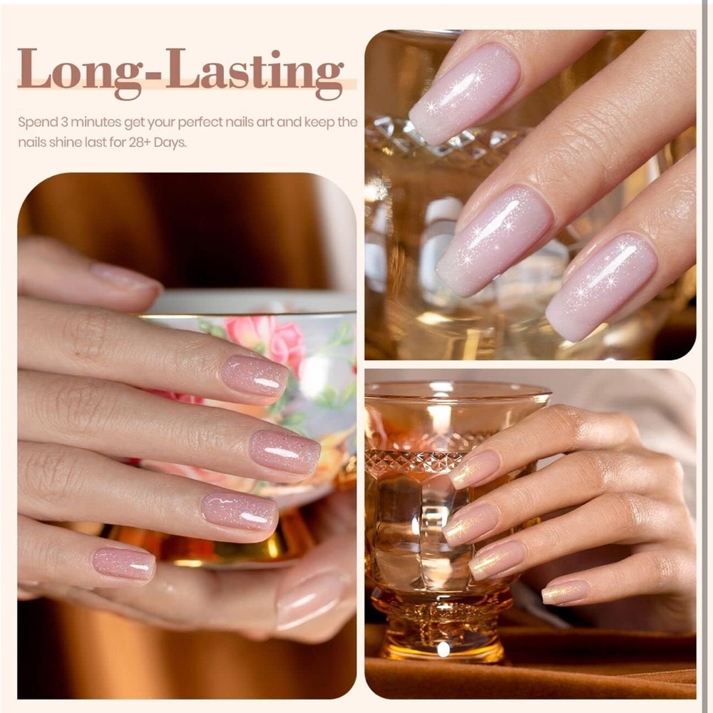 Glitter Pink and Cream Gel Polish Set - Picture 4 of 9